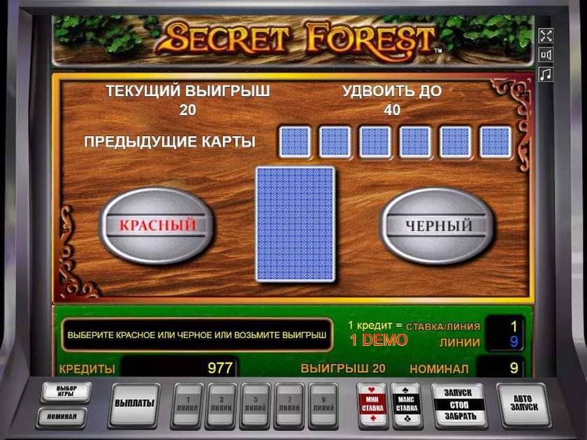 Рискованный раунд в автомате Secret Forest Риск-игра в автомате Secret Forest